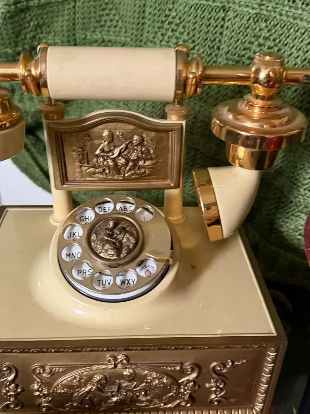 Vintage Deco-Tel French Provincial Victorian Style Ivory and Gold Rotary Dial Te
